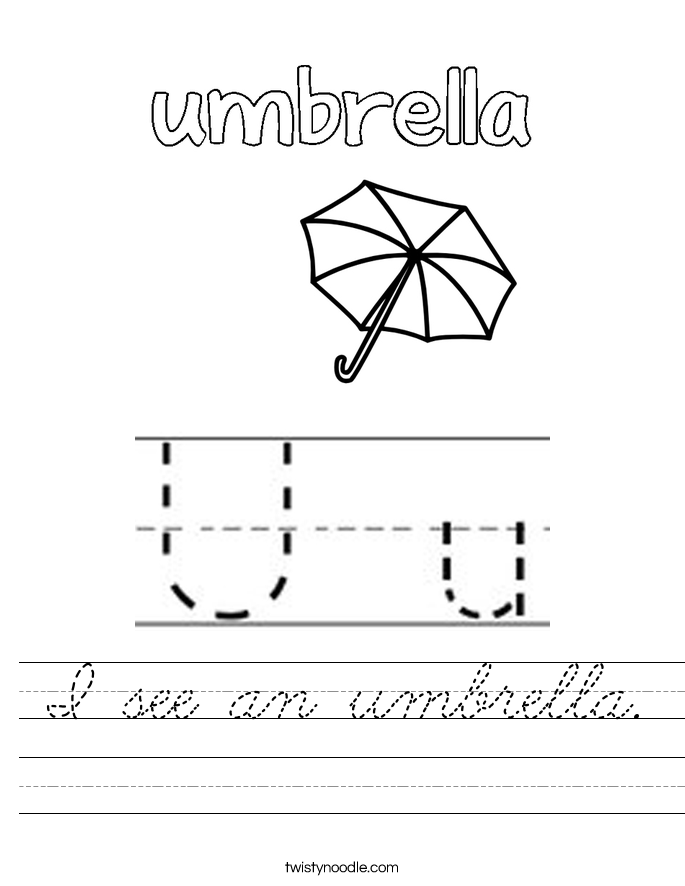 I see an umbrella. Worksheet