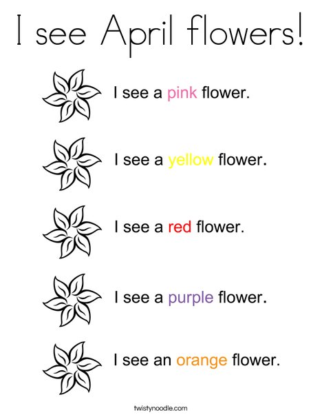 I see April flowers Coloring Page - Twisty Noodle I see April flowers Coloring Page - Twisty Noodle
