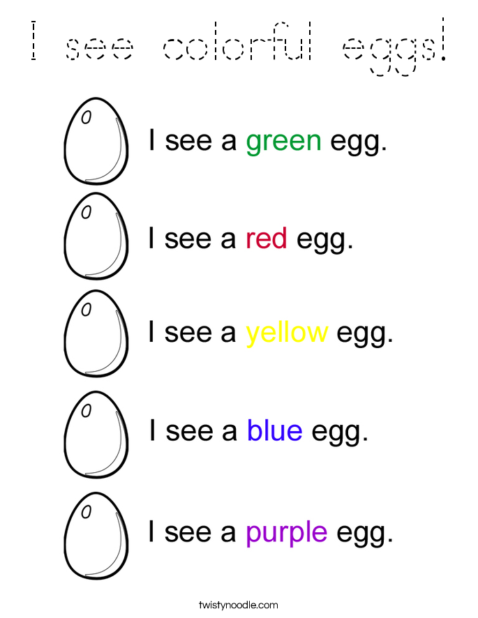 I see colorful eggs! Coloring Page