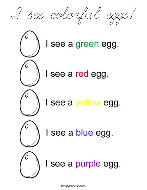 I see colorful eggs! Coloring Page