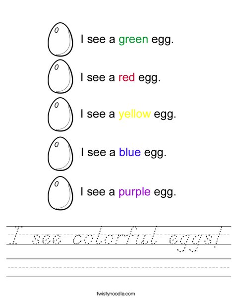 I see colorful eggs! Worksheet