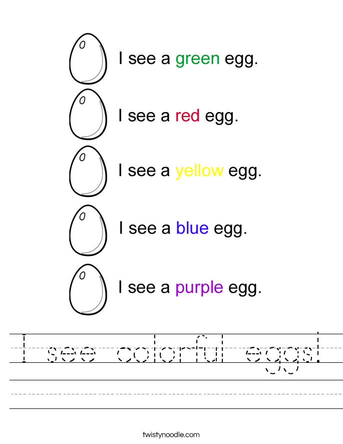 I see colorful eggs! Worksheet