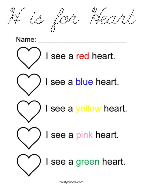 I see colorful hearts Coloring Page