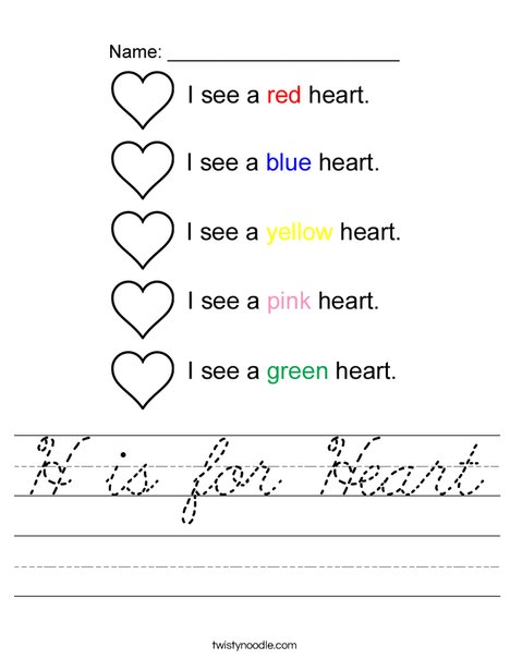 I see colorful hearts Worksheet