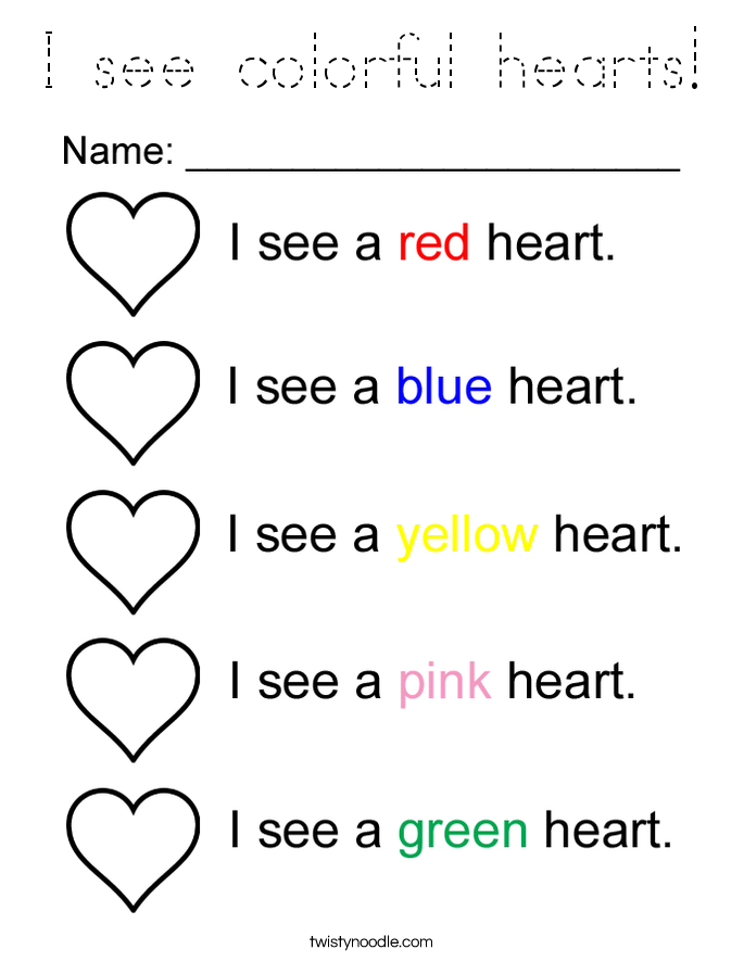 I see colorful hearts! Coloring Page