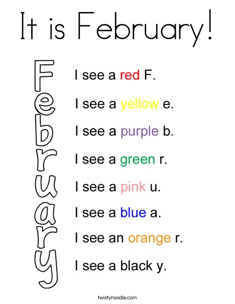 I see February! Coloring Page