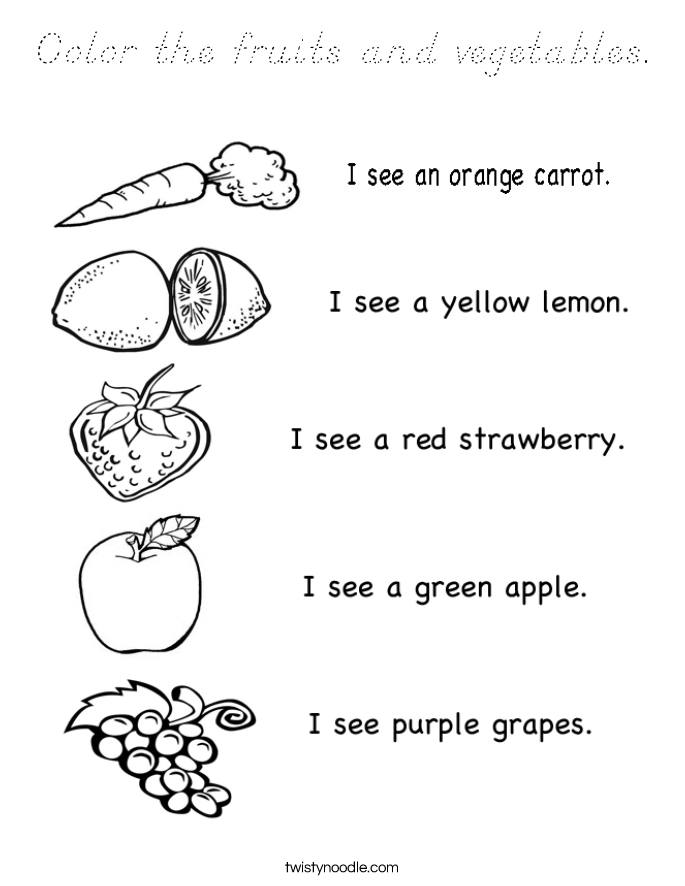 Color the fruits and vegetables. Coloring Page