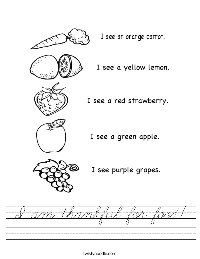 I am thankful for food! Worksheet