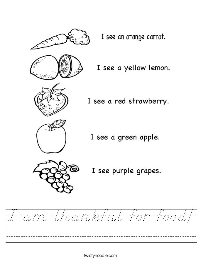 I am thankful for food! Worksheet