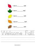 Welcome Fall! Worksheet