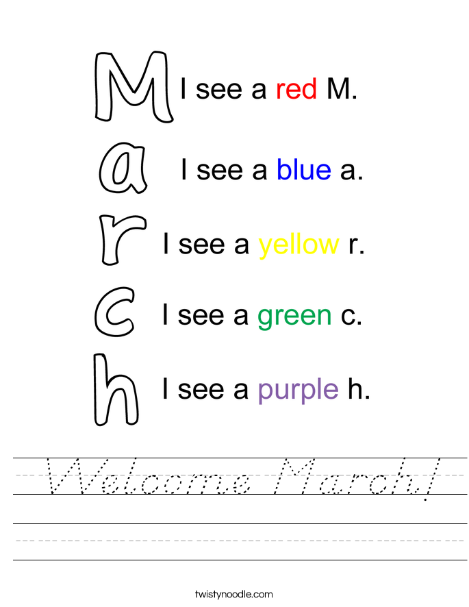  Welcome March! Worksheet