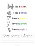  Welcome March! Worksheet