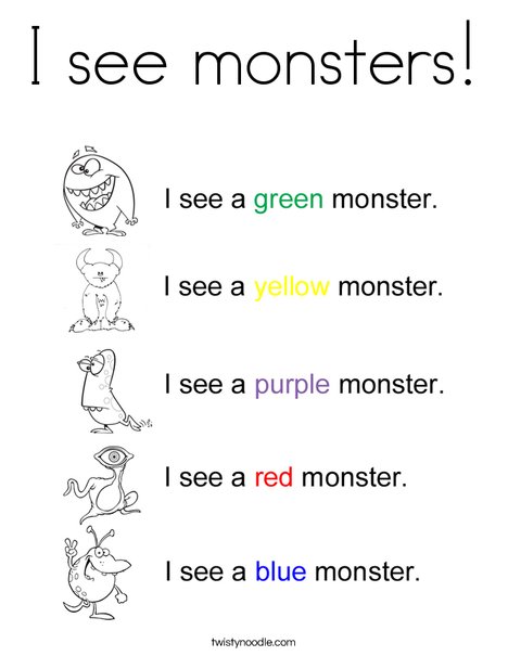 I see monsters Coloring Page