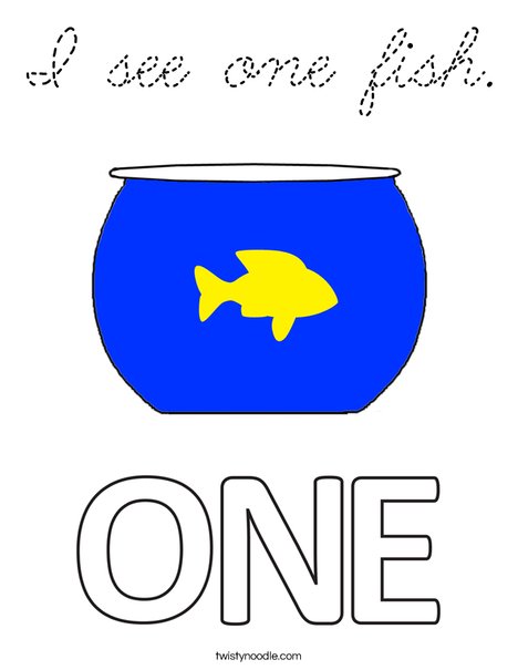 I see one fish. Coloring Page
