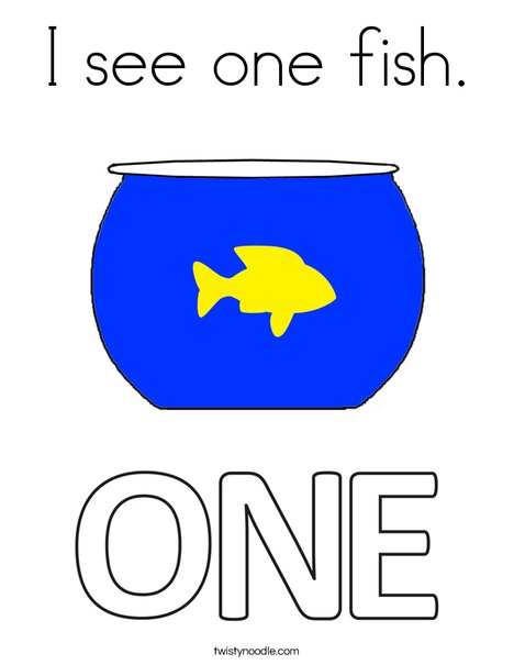 I see one fish. Coloring Page