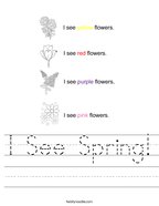 I See Spring Handwriting Sheet