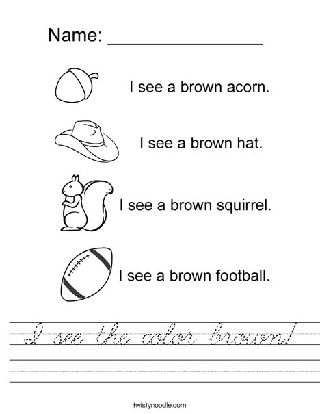 I see the color brown Worksheet