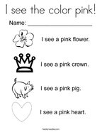 Pink Coloring Pages Twisty Noodle I See The Color Pink Coloring Page