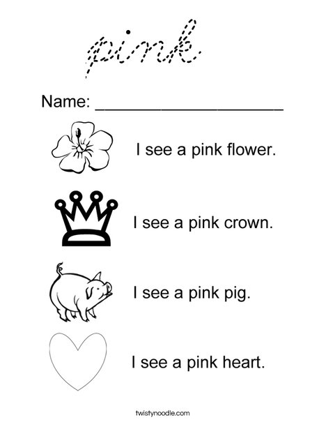 I see the color pink Coloring Page