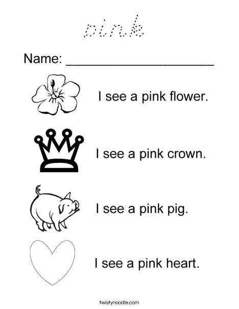 I see the color pink Coloring Page