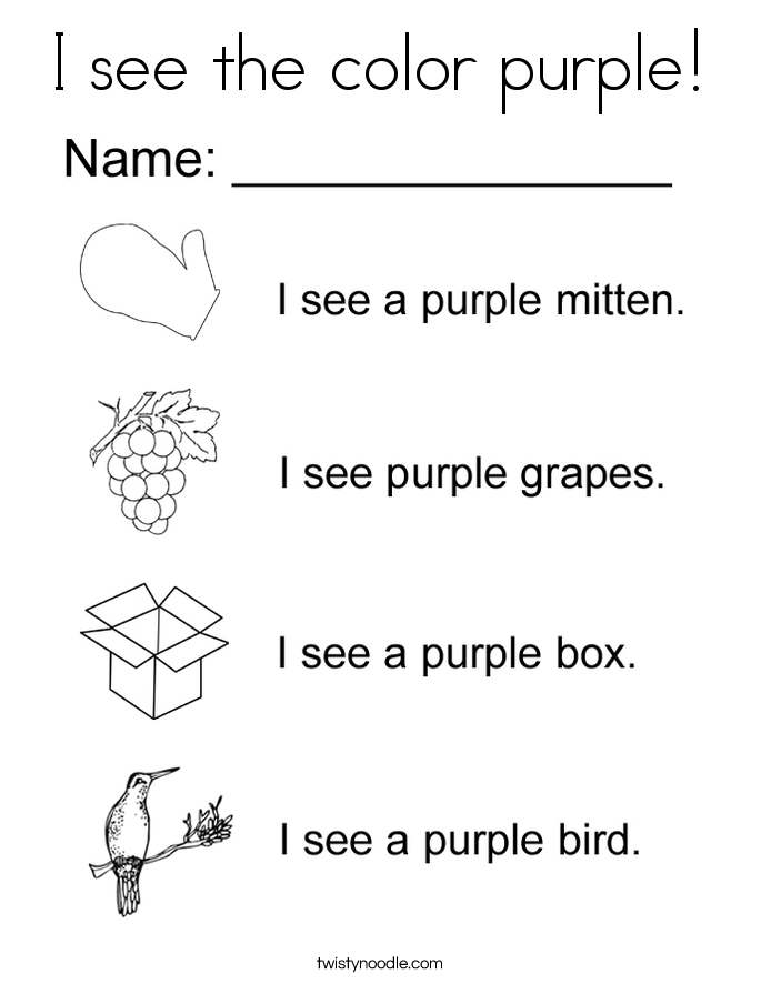 I see the color purple! Coloring Page