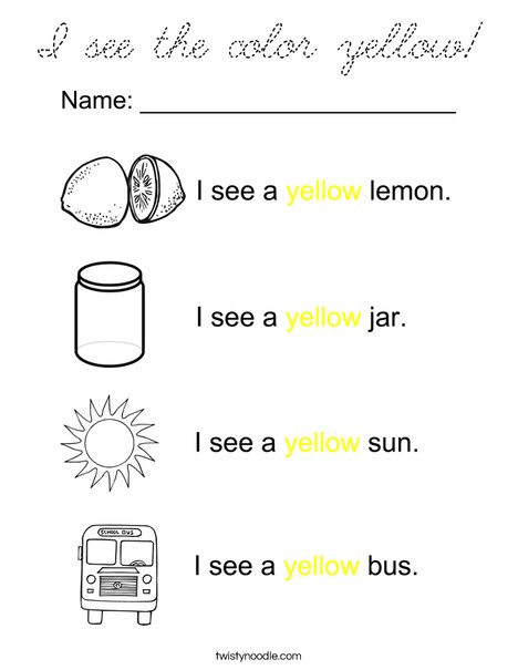 I see the color yellow! Coloring Page