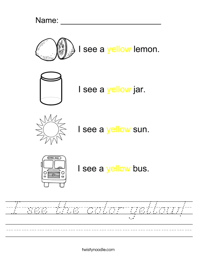 I see the color yellow! Worksheet