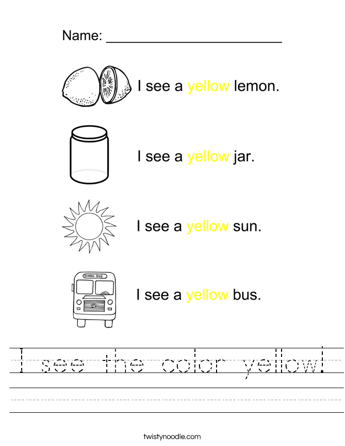 I see the color yellow! Worksheet