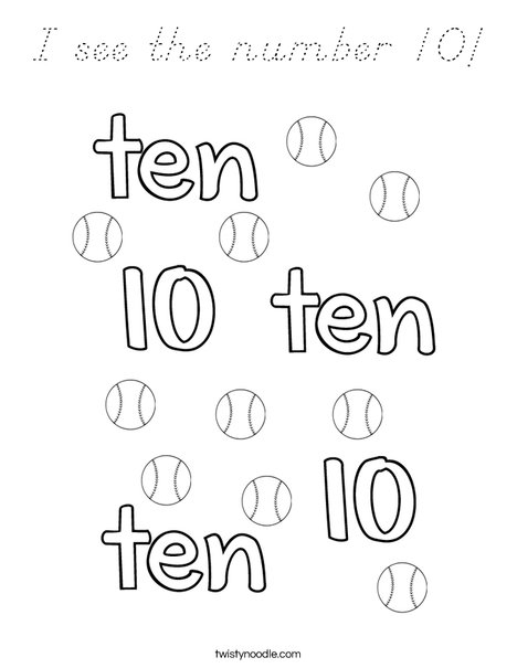 I see the number 10! Coloring Page