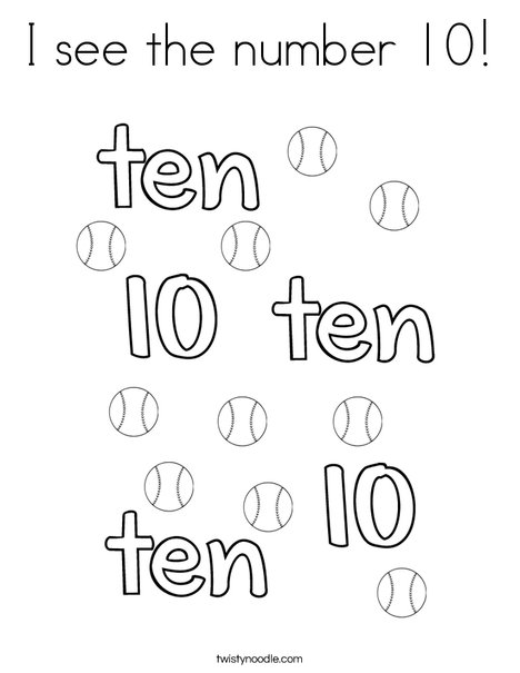I see the number 10! Coloring Page