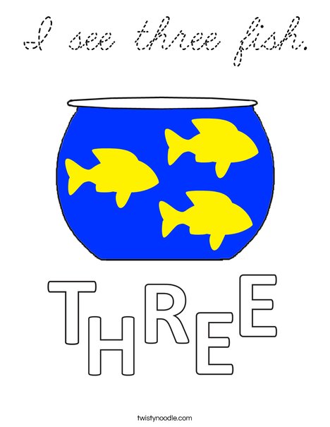 I see three fish. Coloring Page