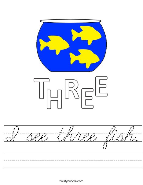 I see three fish. Worksheet