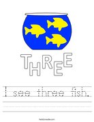 I see three fish. Worksheet