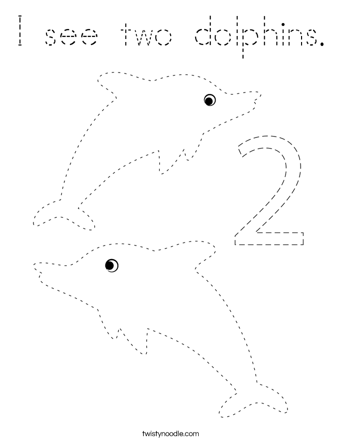 I see two dolphins. Coloring Page