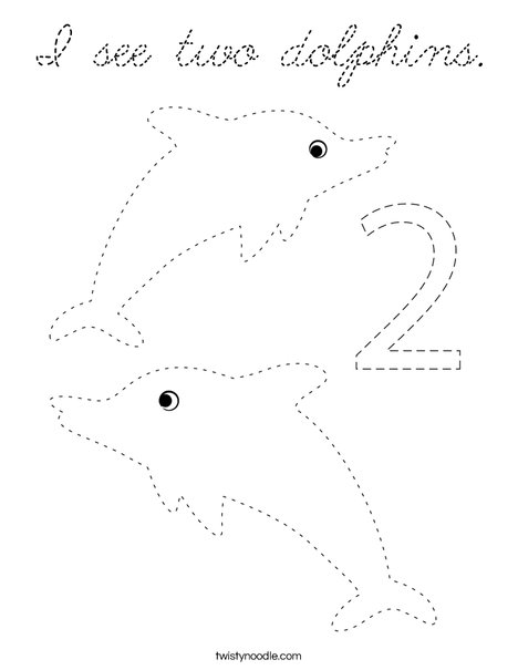 I see two dolphins. Coloring Page
