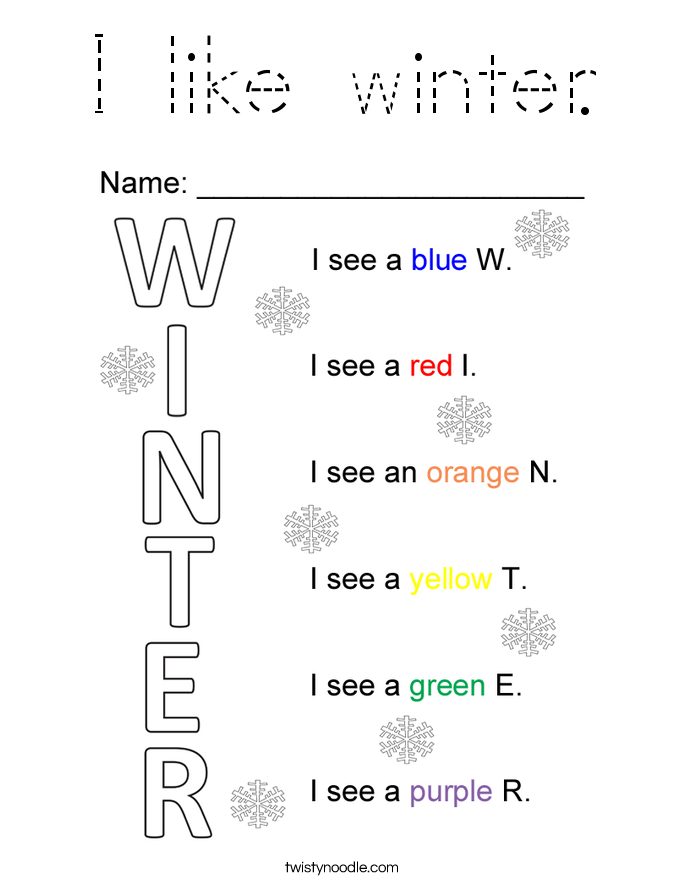I like winter. Coloring Page