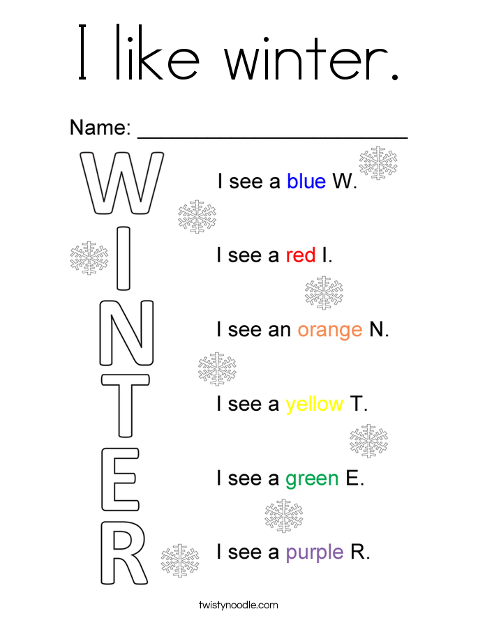 I like winter. Coloring Page