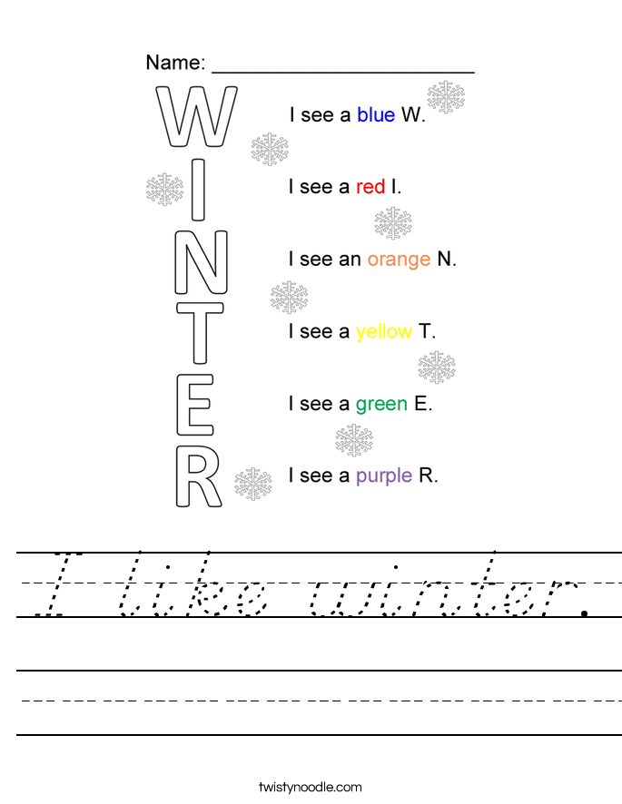 I like winter. Worksheet