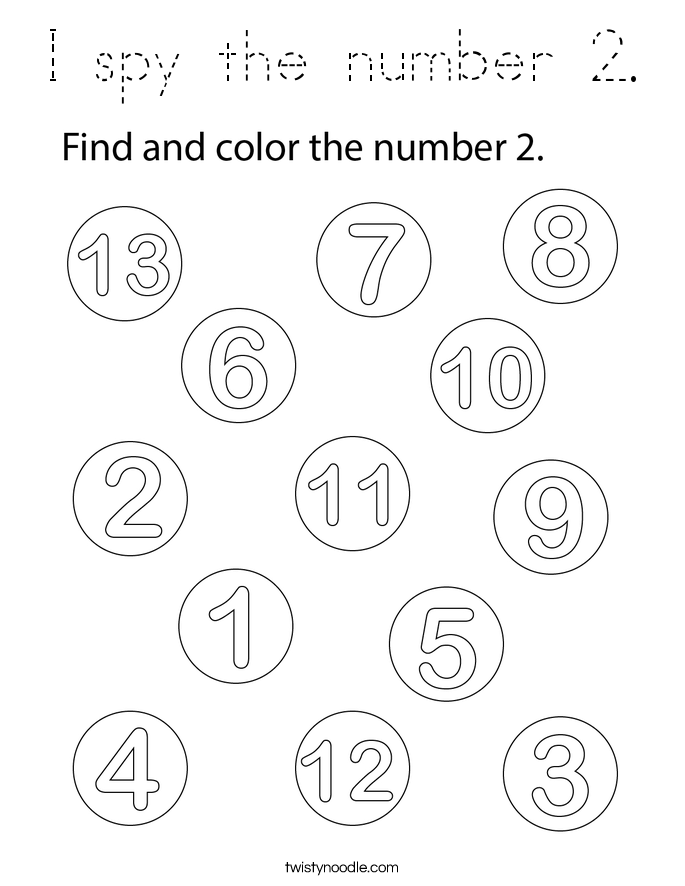 I spy the number 2. Coloring Page