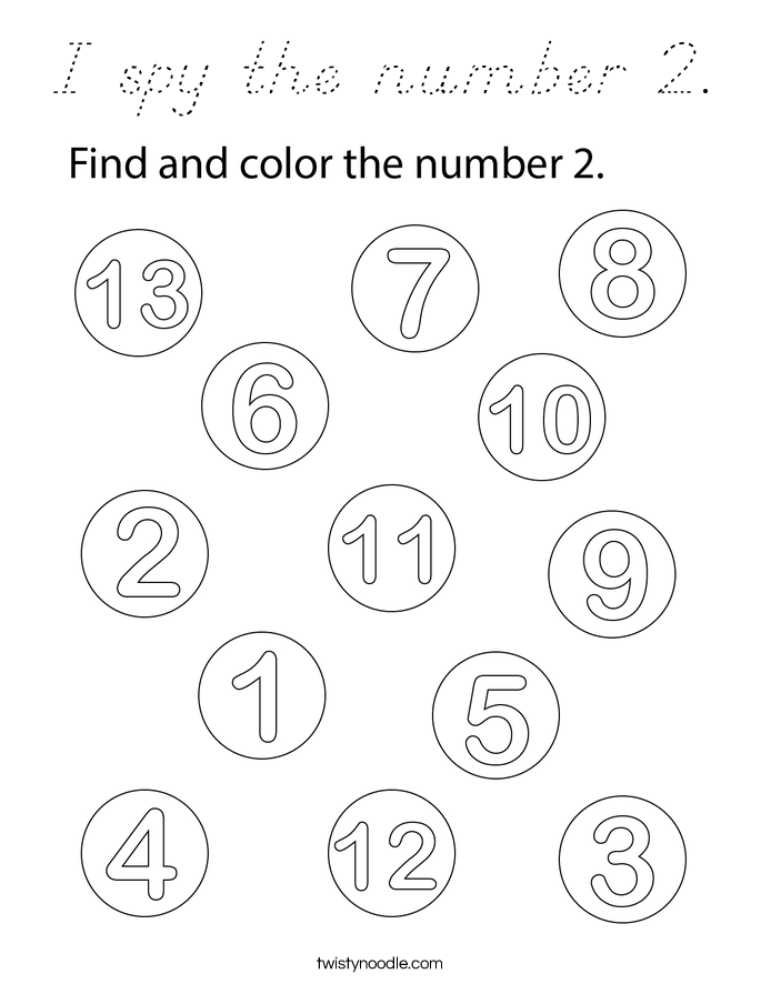 I spy the number 2. Coloring Page