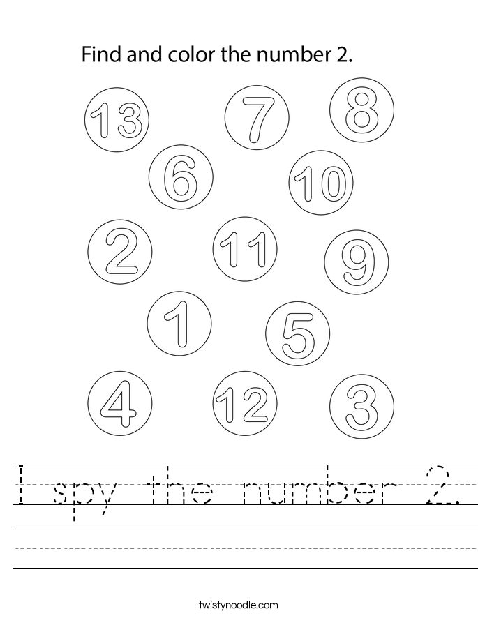 I spy the number 2. Worksheet