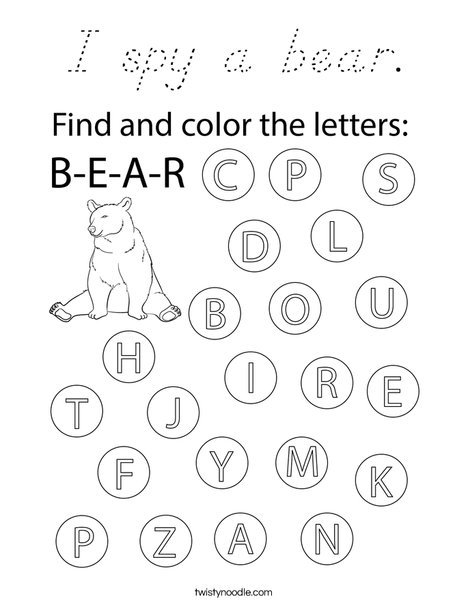 I spy a bear. Coloring Page