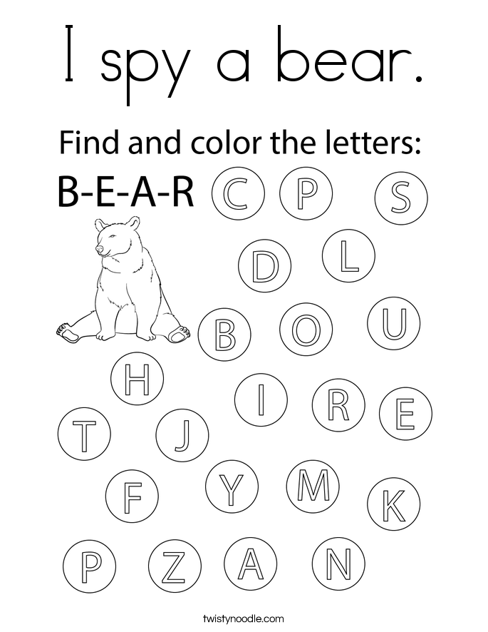 I spy a bear. Coloring Page