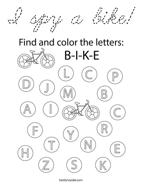 I spy a bike! Coloring Page