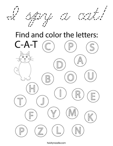 I spy a cat! Coloring Page