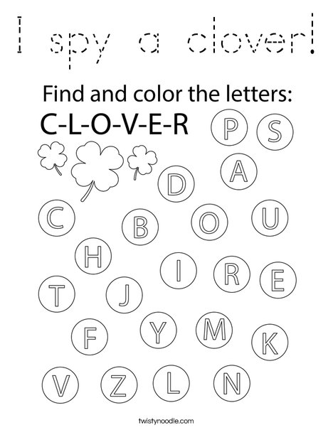 I spy a clover! Coloring Page