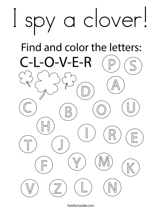 I spy a clover! Coloring Page
