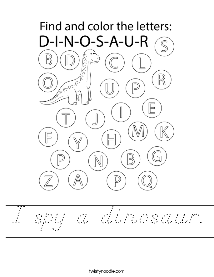 I spy a dinosaur. Worksheet
