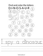 I spy a dinosaur Handwriting Sheet
