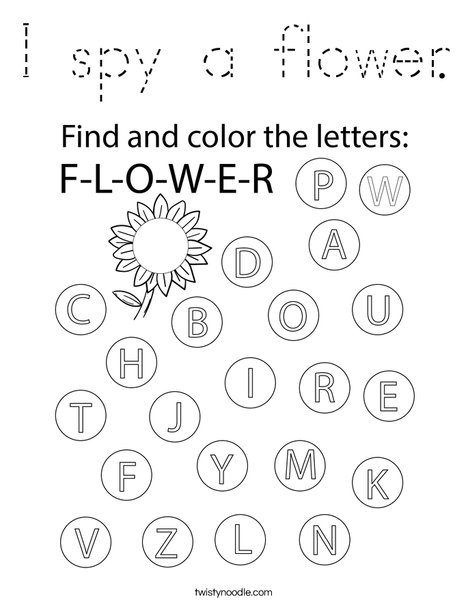 I spy a flower. Coloring Page